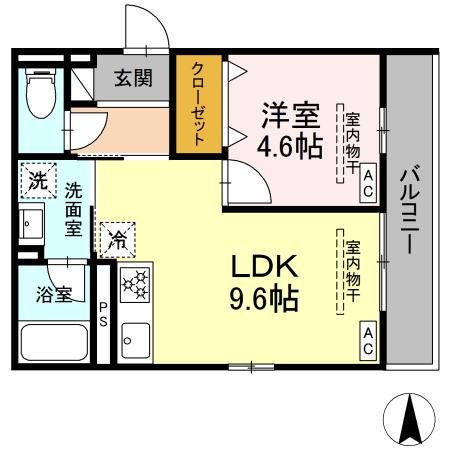 CHARM高倉(1LDK/2階)の間取り写真