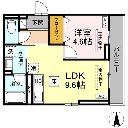 CHARM高倉(1LDK/1階)の間取り写真