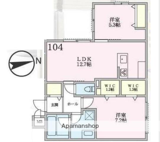 リカ・アイナ(2LDK/1階)の間取り写真