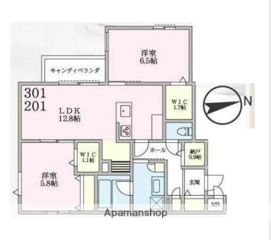 リカ・アイナ(2LDK/3階)の間取り写真