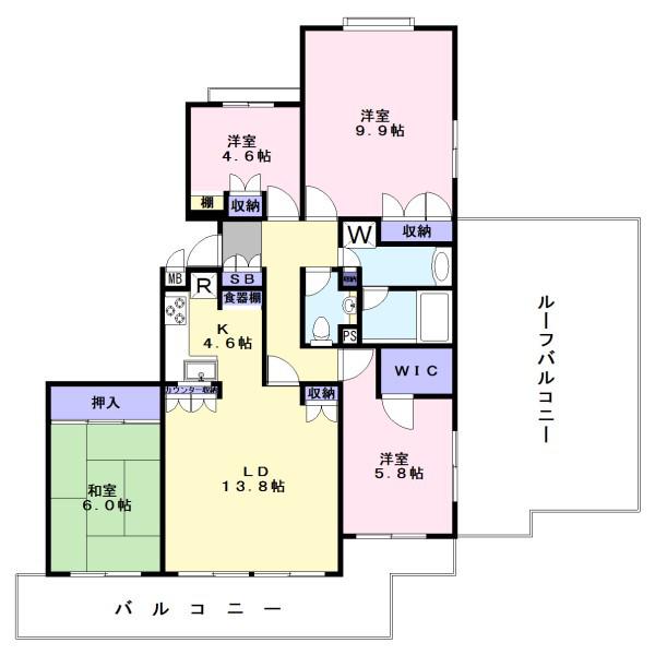 藤和ライブタウン綱島の丘(4LDK/10階)の間取り写真