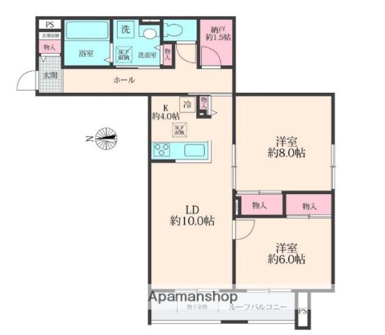 SOLANAⅡ(2SLDK/1階)の間取り写真