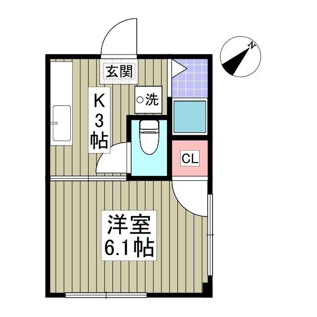 ハイラーク今井(1K/1階)の間取り写真