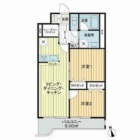 第2スカイハイム(2LDK/5階)の間取り写真