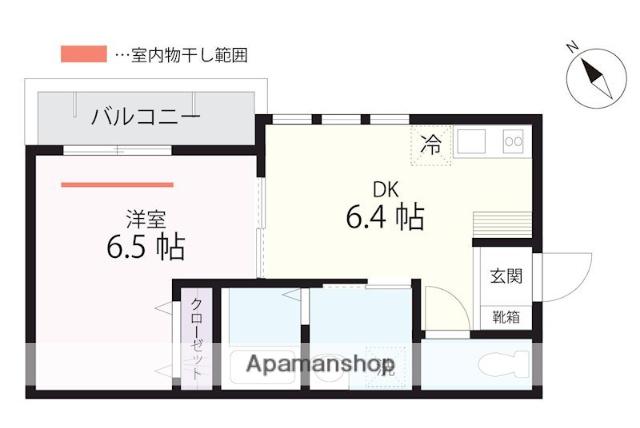 QUIET CRAB HOUSE MIX山手(1DK/3階)の間取り写真