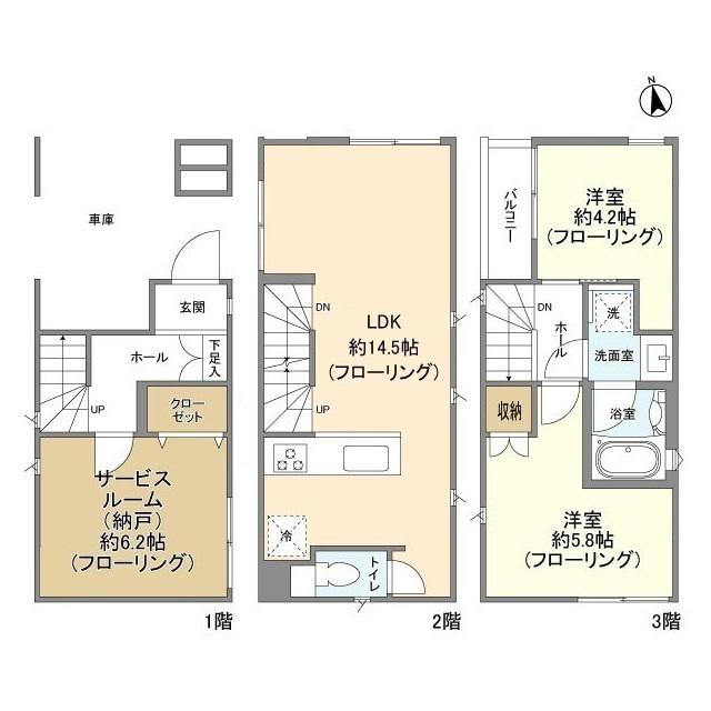 京浜東北・根岸線 川崎駅 徒歩13分 3階建 築4年(2SLDK)の間取り写真