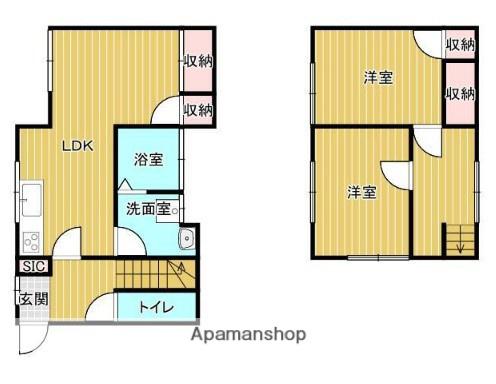 相模鉄道本線 西横浜駅 徒歩11分 2階建 築42年(2LDK)の間取り写真