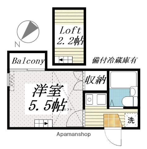 コーラル鵠沼(1K/2階)の間取り写真