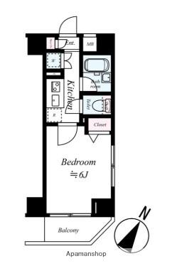 パークウェル川崎(1K/6階)の間取り写真