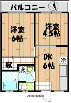 柴田ガーデンハイツD棟(2DK/2階)の間取り写真