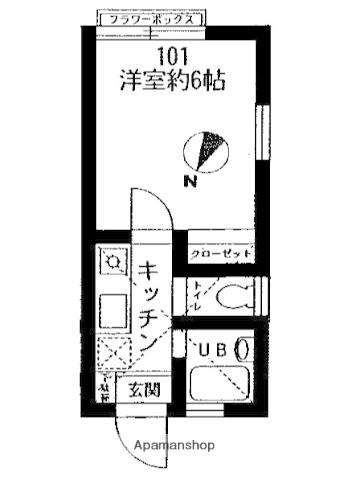 Jハイツ菊名(1K/1階)の間取り写真