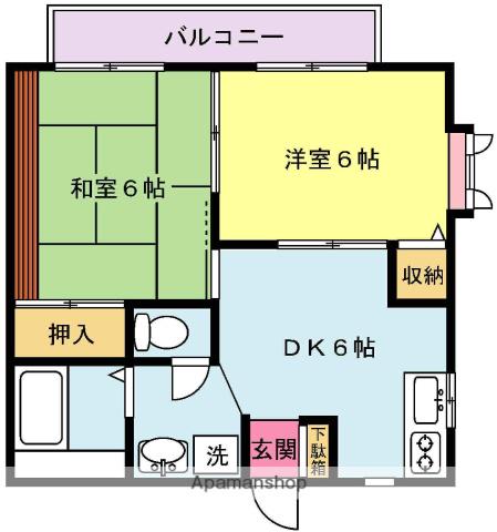 ベルメゾン平間(2DK/1階)の間取り写真