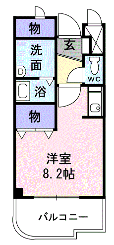 メゾン ド ブローテB(ワンルーム/1階)の間取り写真