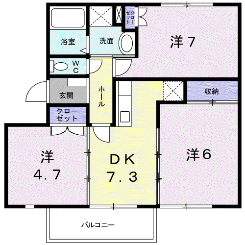ひよこハイツⅡ(3DK/2階)の間取り写真