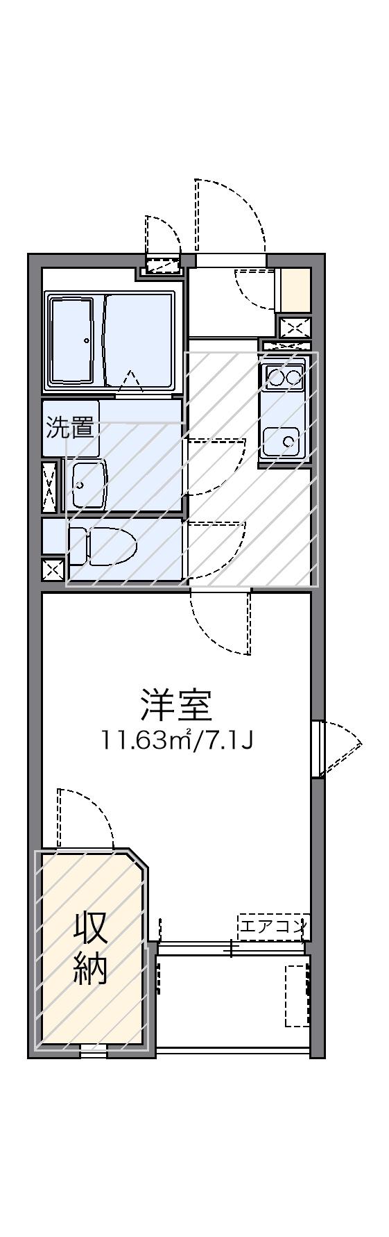レオネクストアベニール麻生Ⅱ(1K/2階)の間取り写真
