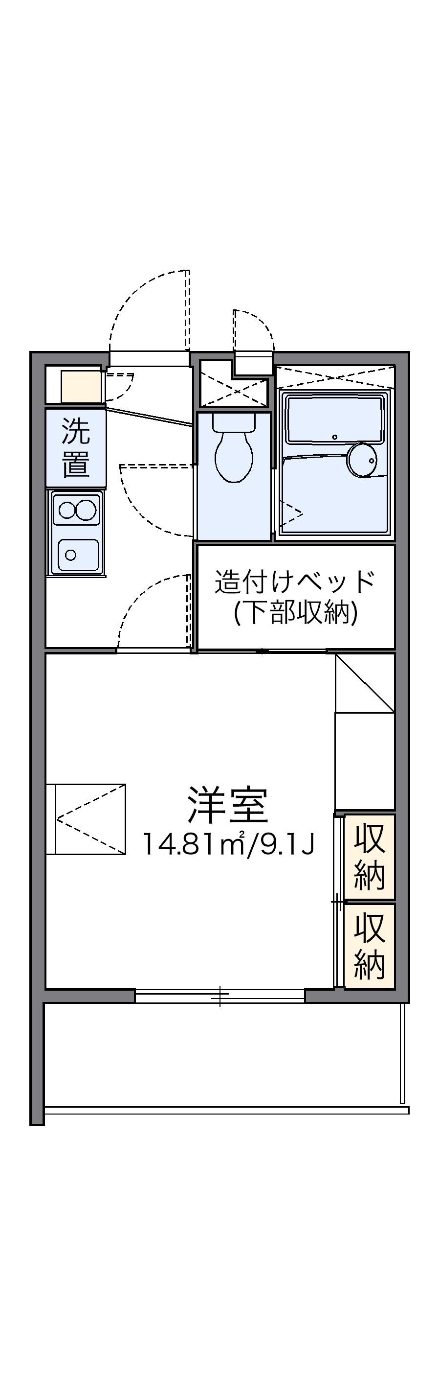 レオパレスセント・ヴィラージュ(1K/2階)の間取り写真