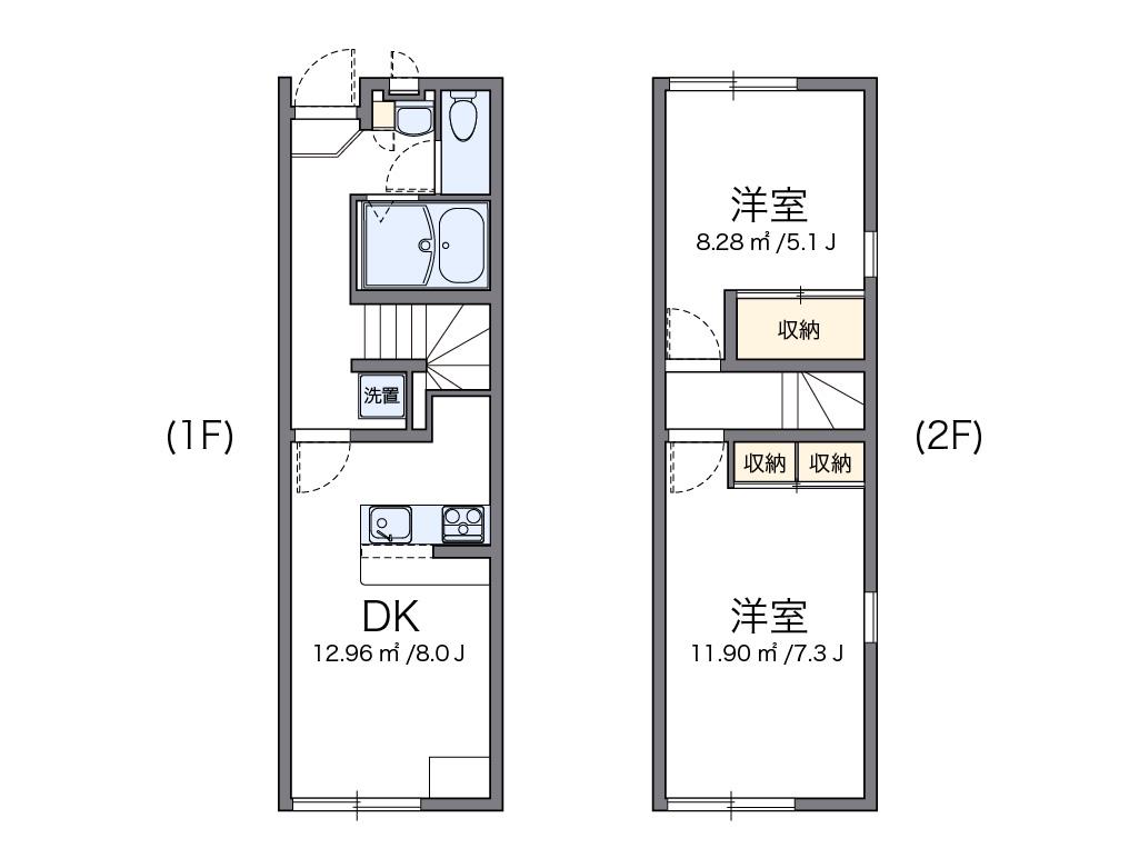 レオパレスアビテ湘南(2DK/1階)の間取り写真