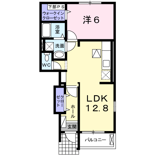 リヴィエール・イルⅧ(1LDK/1階)の間取り写真