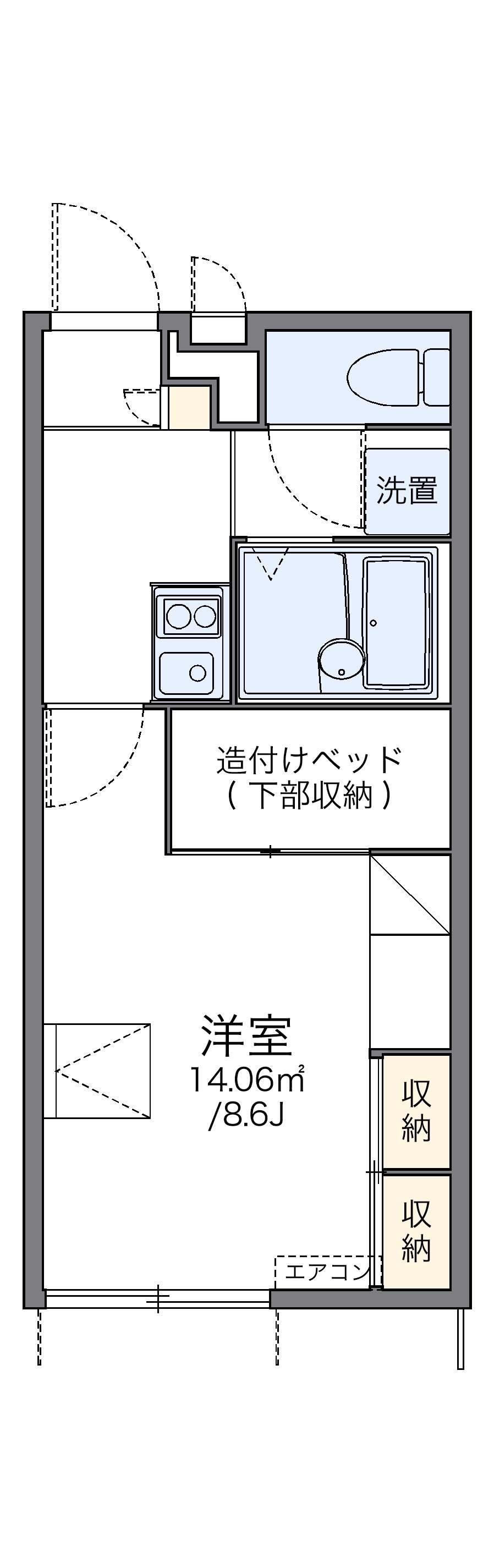 レオパレスウエスト PLACE(1K/1階)の間取り写真