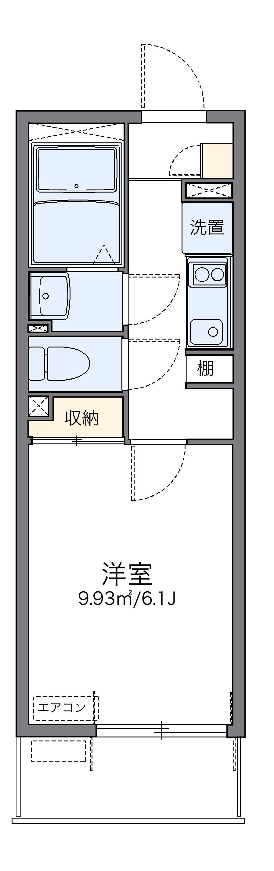 レオネクストクレードルさがみ(1K/2階)の間取り写真
