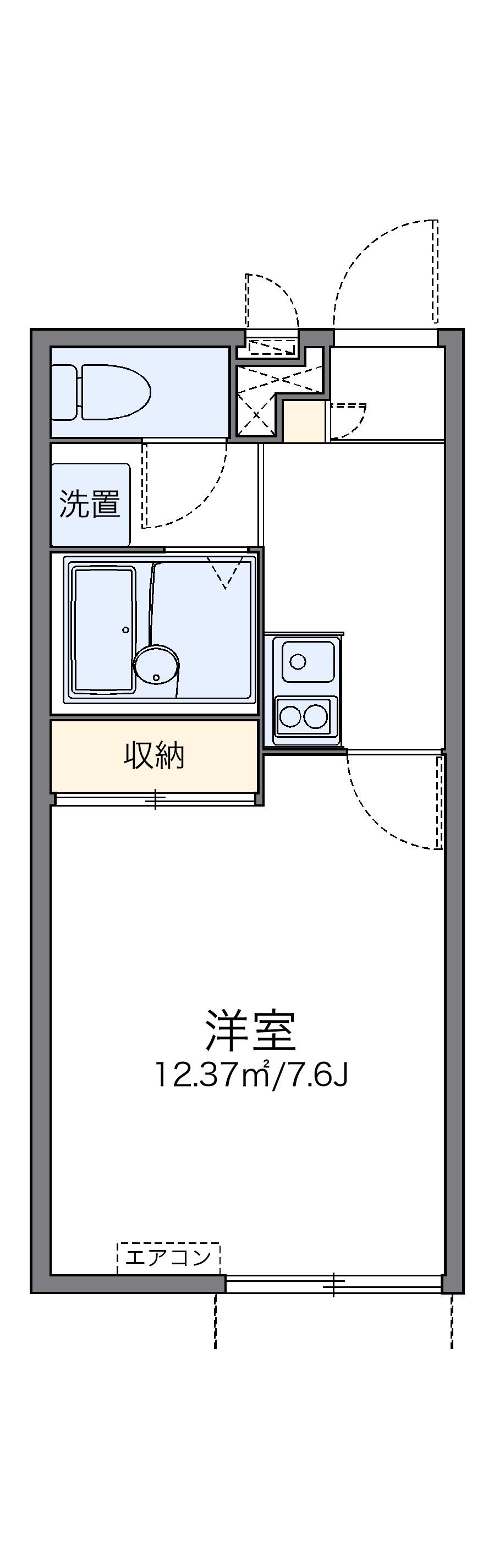 レオパレスオリーブⅢ(1K/1階)の間取り写真