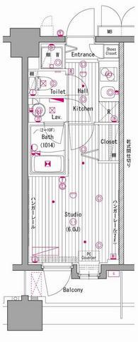 グランド・ガーラ横濱元町(1K/7階)の間取り写真