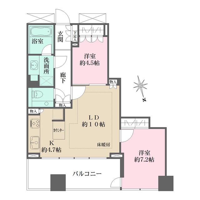ナビューレ横浜タワーレジデンス(2LDK/5階)の間取り写真