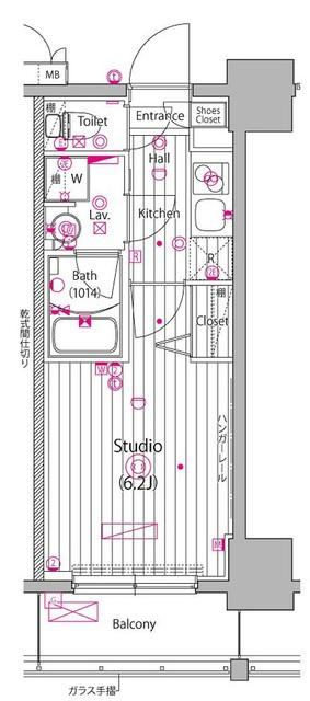 ガーラ・グランディ川崎榎町(1K/11階)の間取り写真