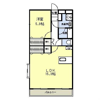 ベルフルール(1LDK/2階)の間取り写真