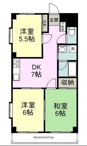 コーポ清水(3DK/4階)の間取り写真