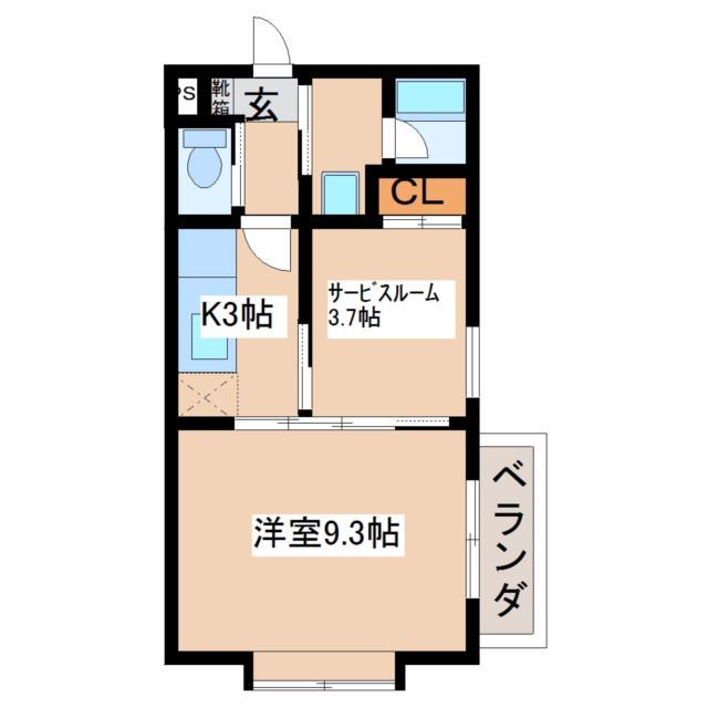 ピエッサ(1K/1階)の間取り写真
