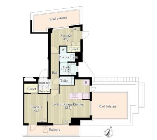 ソラーニ目黒不動前(2LDK/4階)の間取り写真