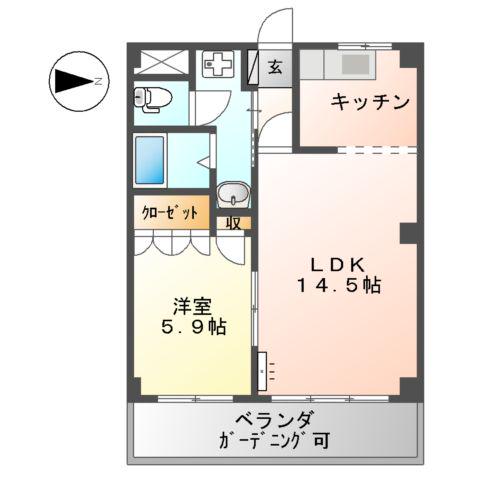 エクレセンスミナミ(1LDK/2階)の間取り写真