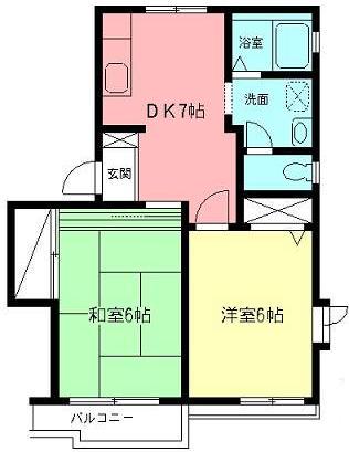 メディオ湘南(2DK/2階)の間取り写真