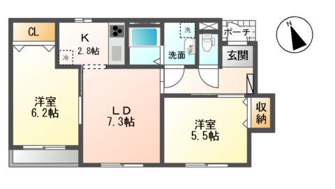 ハピア清水台 II 1階階 間取り