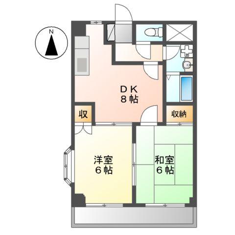 メゾンエクセル(2DK/3階)の間取り写真