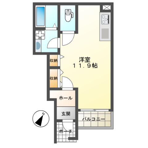 サンエトワール(ワンルーム/1階)の間取り写真