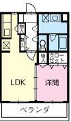 プラスパー門松(1LDK/2階)の間取り写真