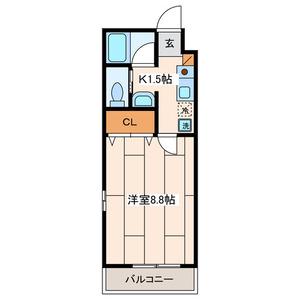 PALMCOVE湘南(1K/2階)の間取り写真