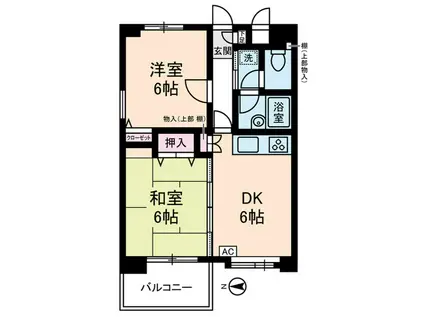 カピトール川崎Ⅰ(2DK/4階)の間取り写真