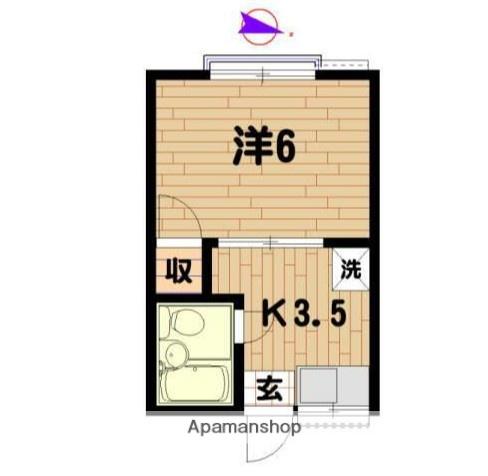 レインボーハイツ(1K/1階)の間取り写真