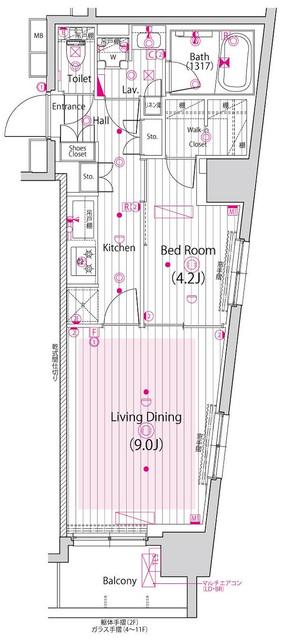 グランド・ガーラ横浜新子安(1LDK/5階)の間取り写真