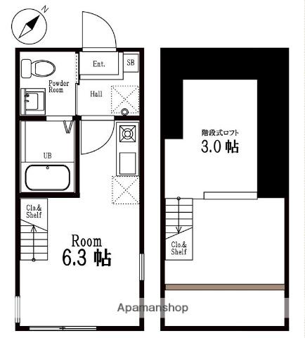 ハーミットクラブハウス新杉田A棟ハーミットクラブハウスシンスギ(ワンルーム/1階)の間取り写真