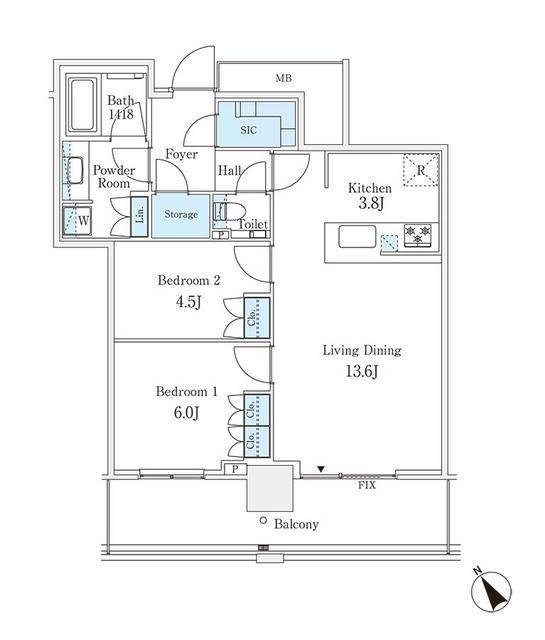 ザタワー横浜北仲(2LDK/36階)の間取り写真