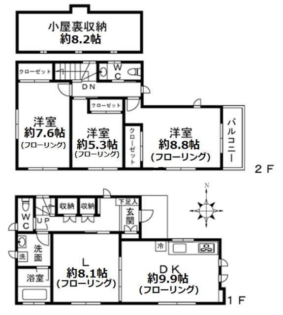 京浜東北・根岸線 山手駅 徒歩10分 2階建 築10年(3LDK)の間取り写真