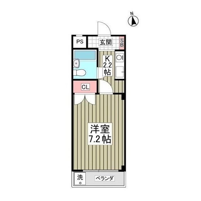 シャトーロマネ(1K/2階)の間取り写真