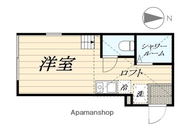 エリア・サイワイ(ワンルーム/1階)の間取り写真