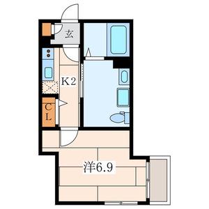 ベイルーム茅ヶ崎(1K/1階)の間取り写真