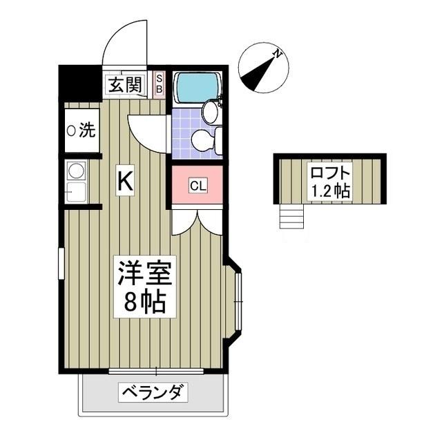 フローラルコート3(ワンルーム/2階)の間取り写真