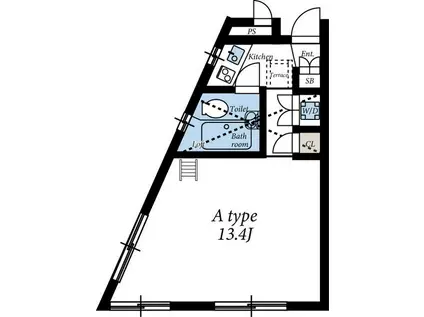 駒鳥アパートメント(ワンルーム/1階)の間取り写真